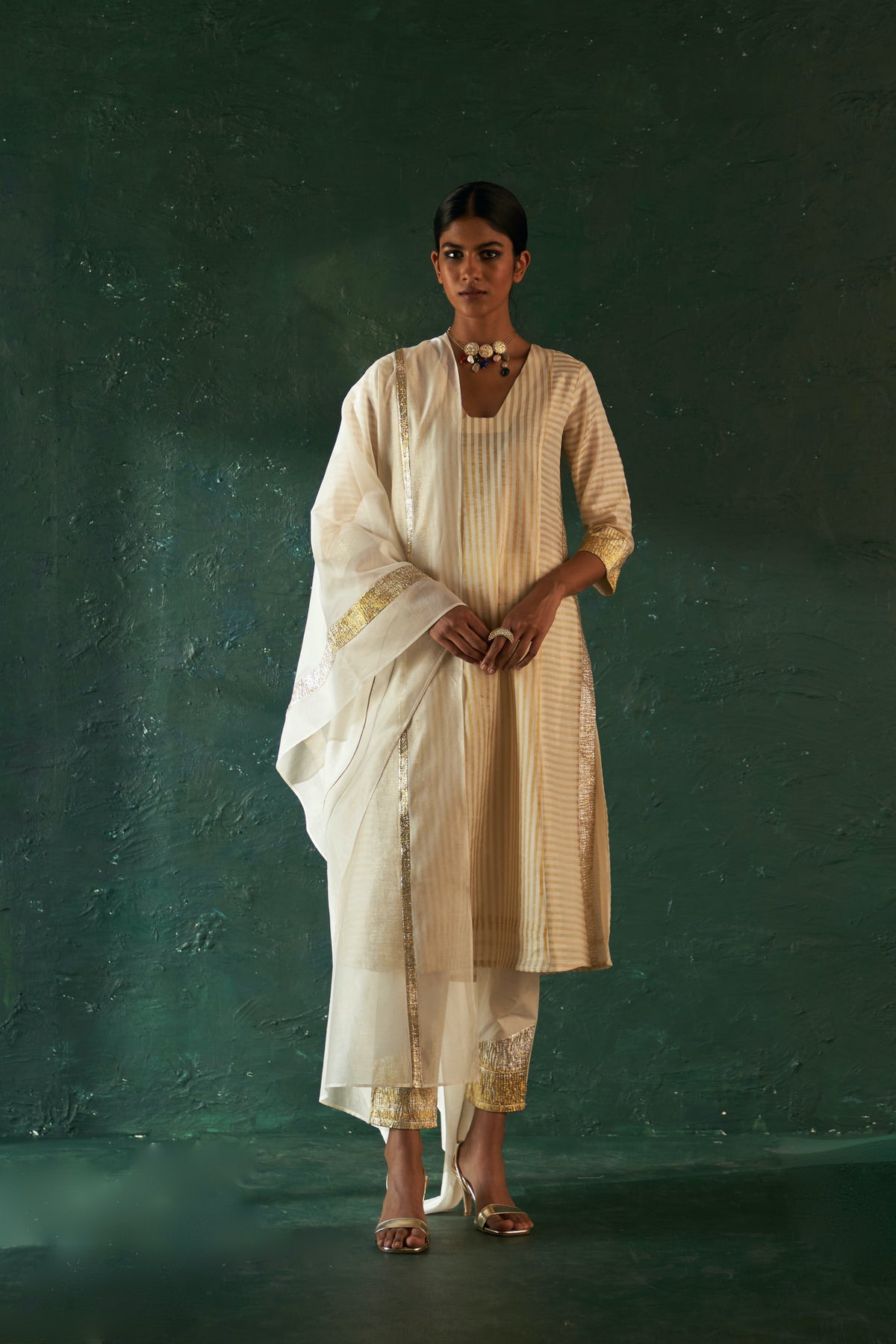 Midas Ivory Stripe Kurta set