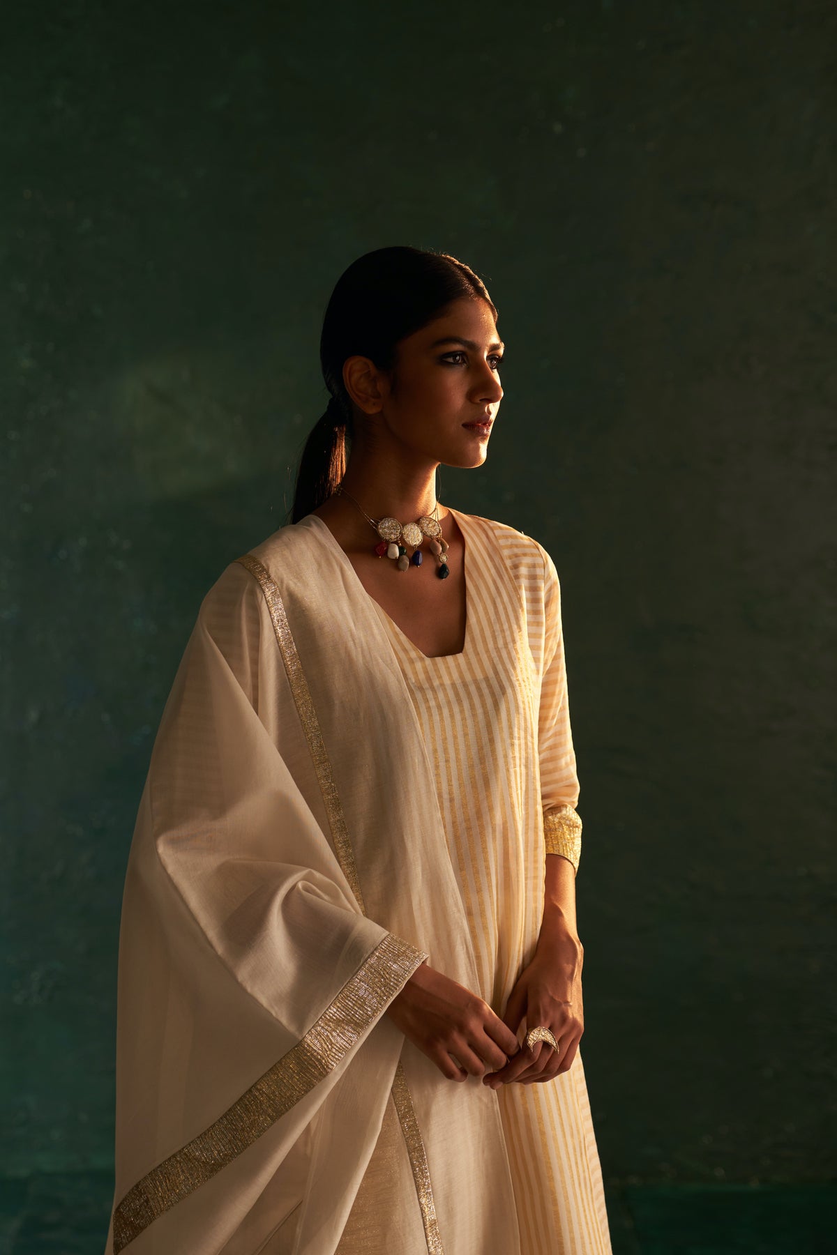 Midas Ivory Stripe Kurta set