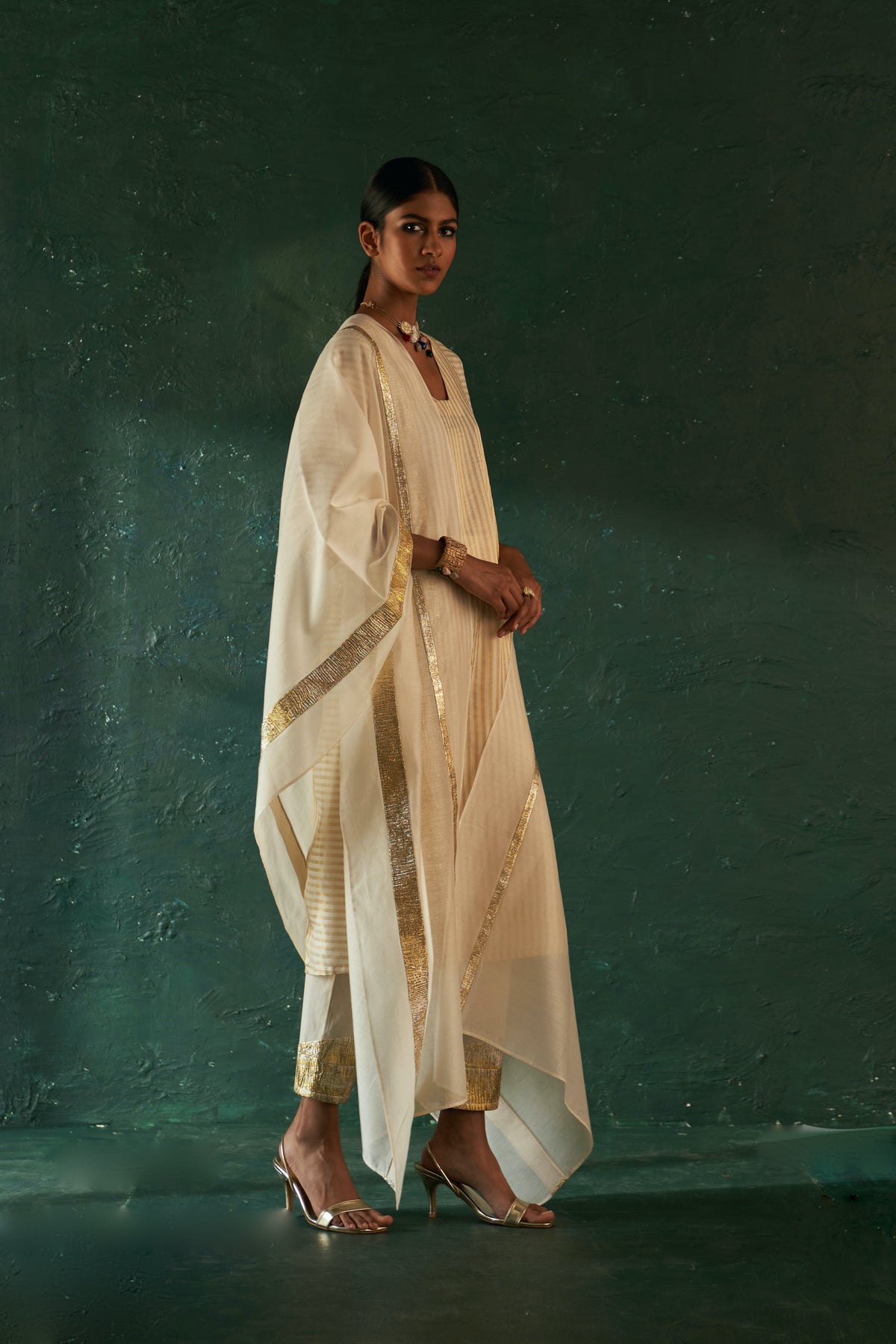 Midas Ivory Stripe Kurta set