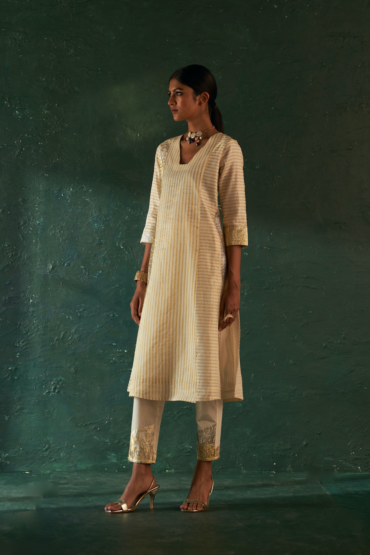 Midas Ivory Stripe Kurta set