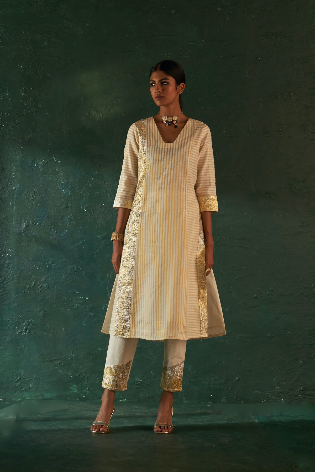 Midas Ivory Stripe Kurta set