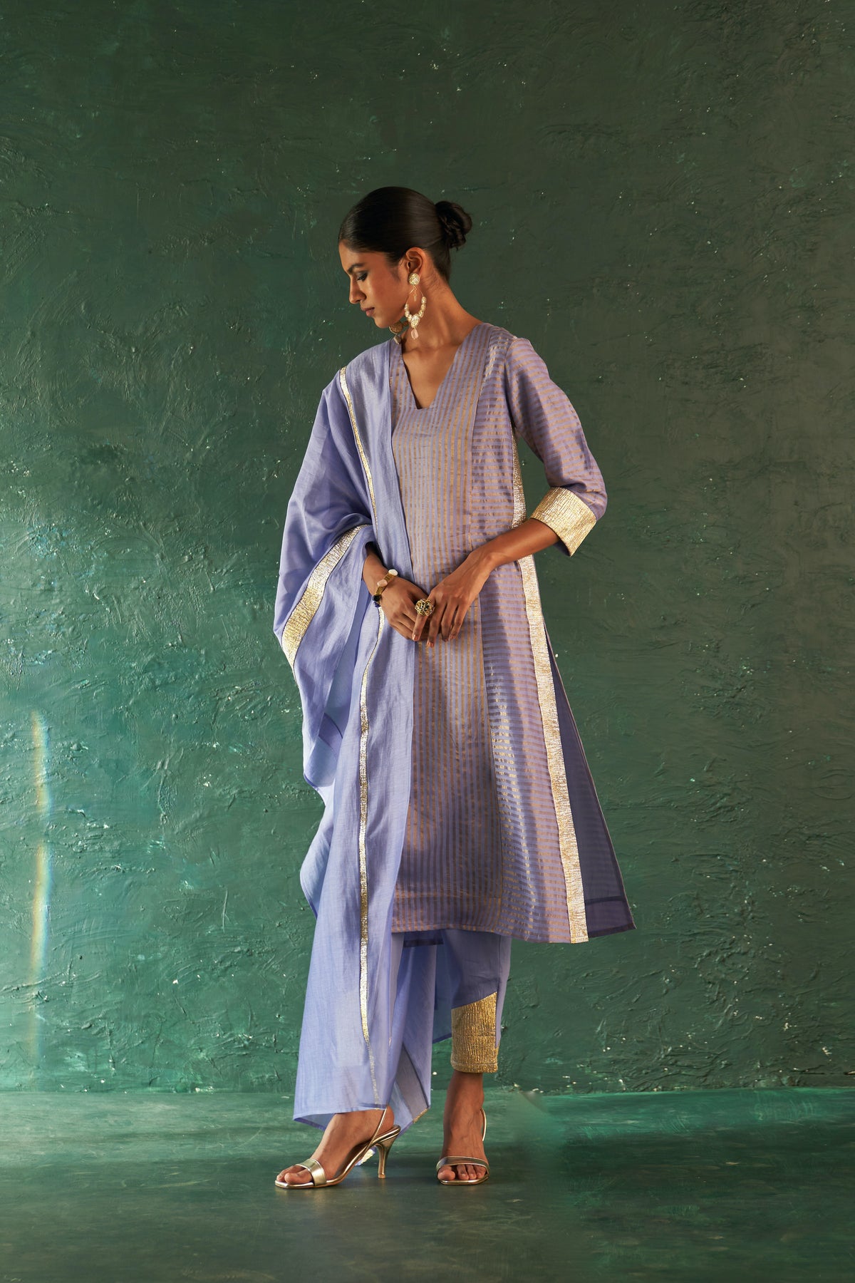 Midas Lavender Stripes Kurta set