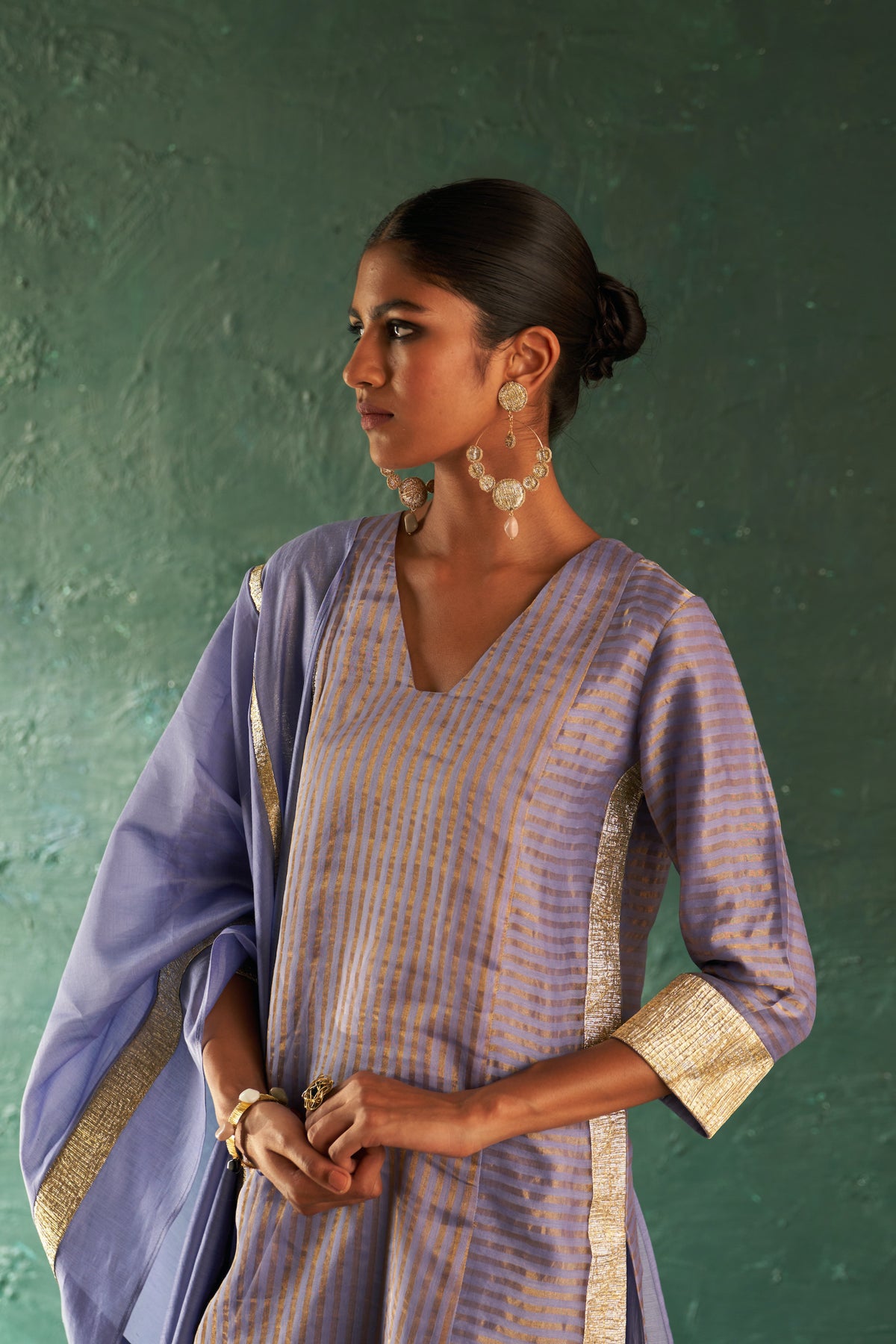 Midas Lavender Stripes Kurta set