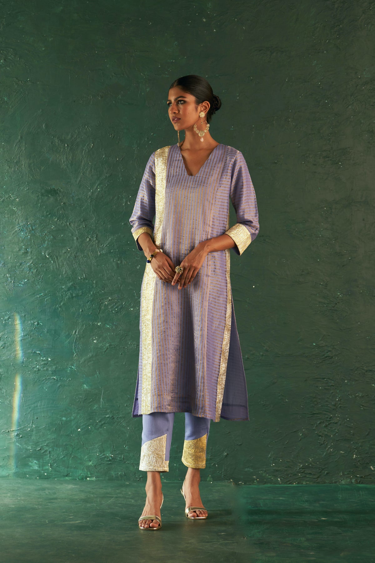 Midas Lavender Stripes Kurta set