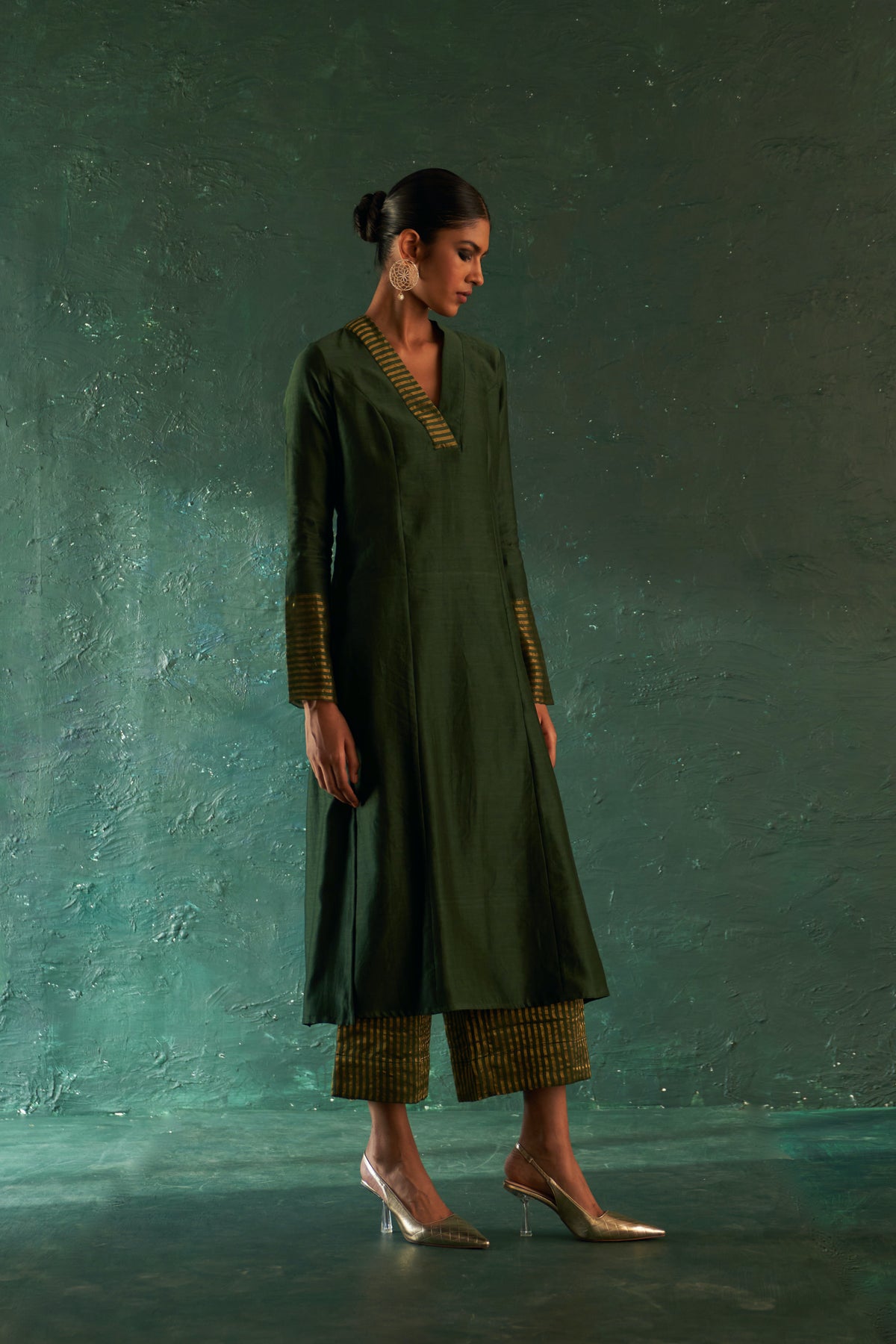 Midas Deep Green Chanderi Kurta set