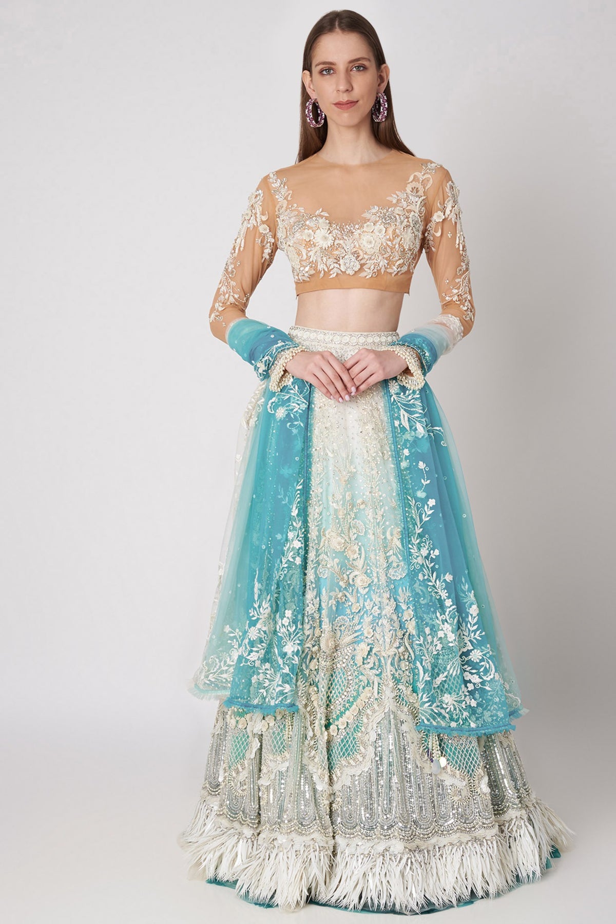 Sea green shaded lehenga set