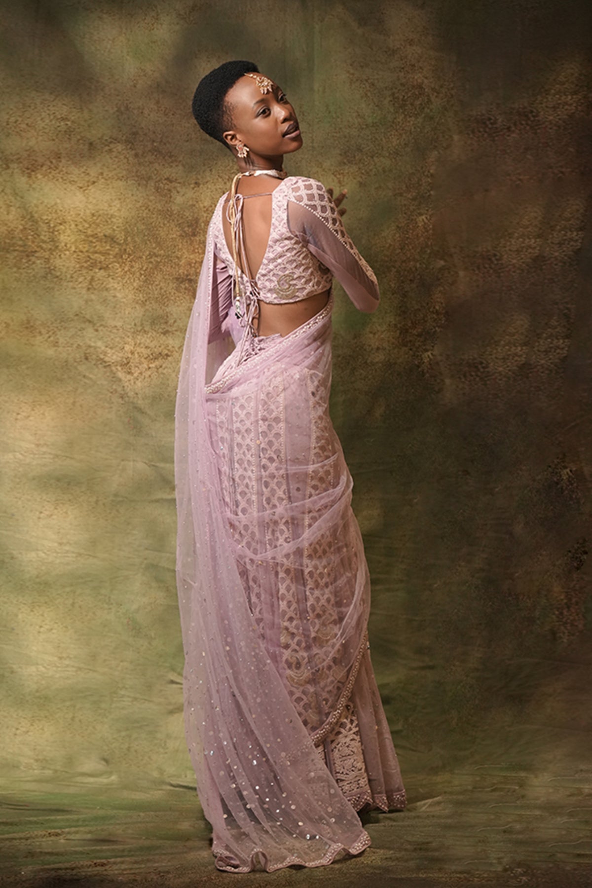 The Lilac Lucknowi Saree Set