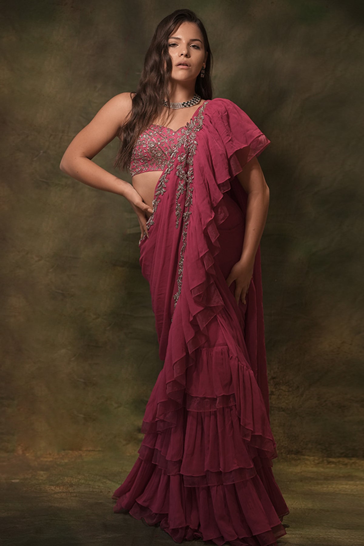 The Pink Zardosi Saree Set