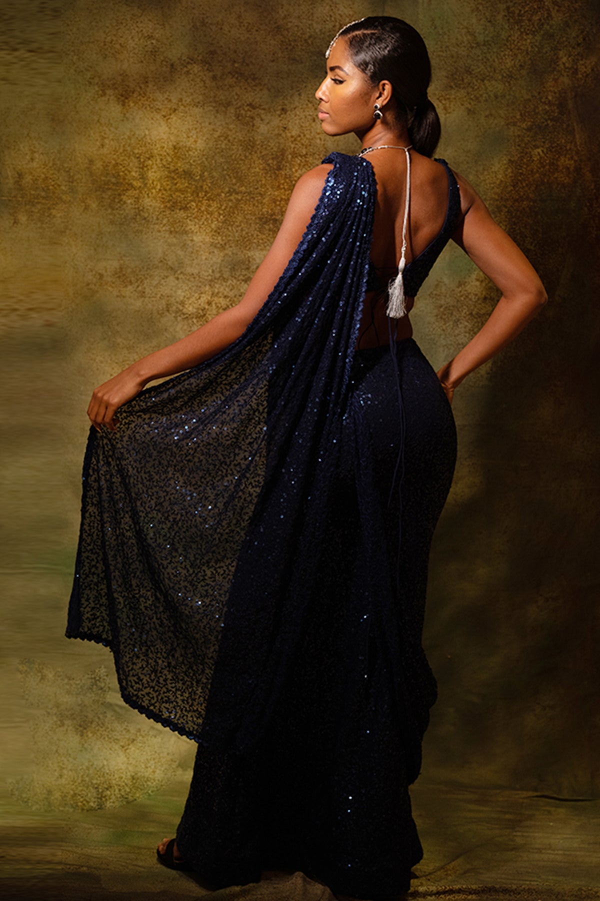 The Shimmering Slit Saree Set