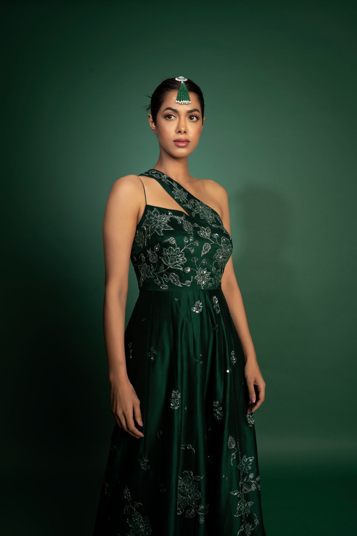 Dark Green One Shoulder Jumpsuit