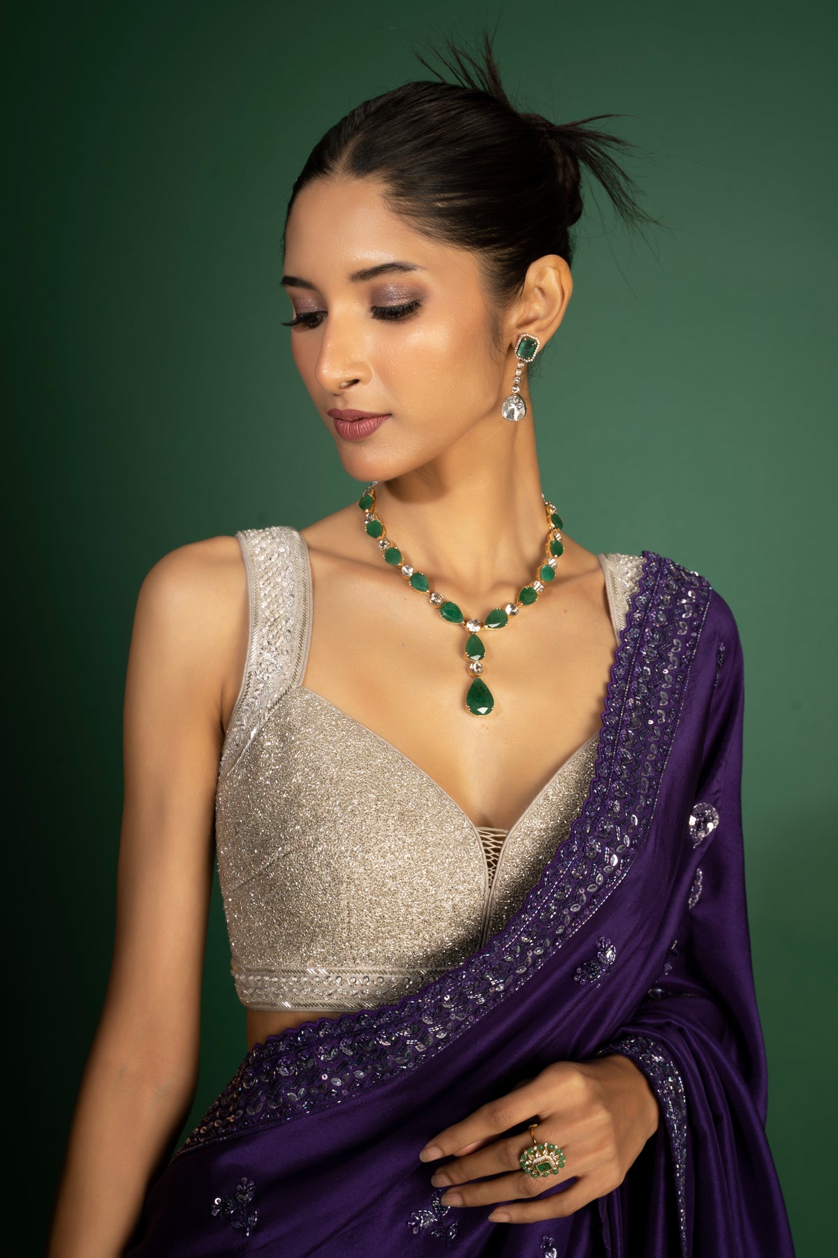 Purple Cocktail Saree