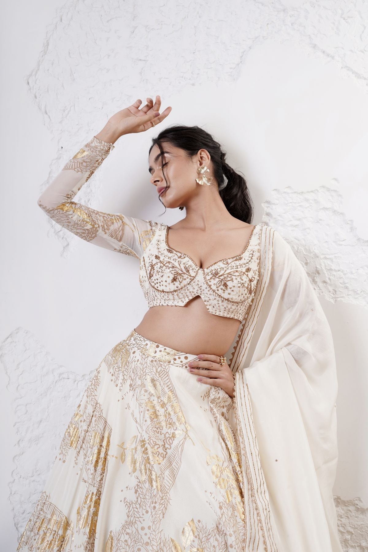 Ivory Foil Circular Lehenga set