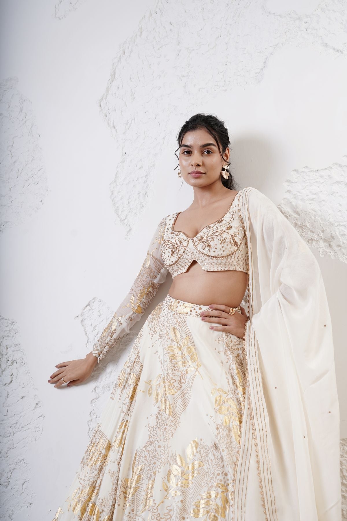 Ivory Foil Circular Lehenga set