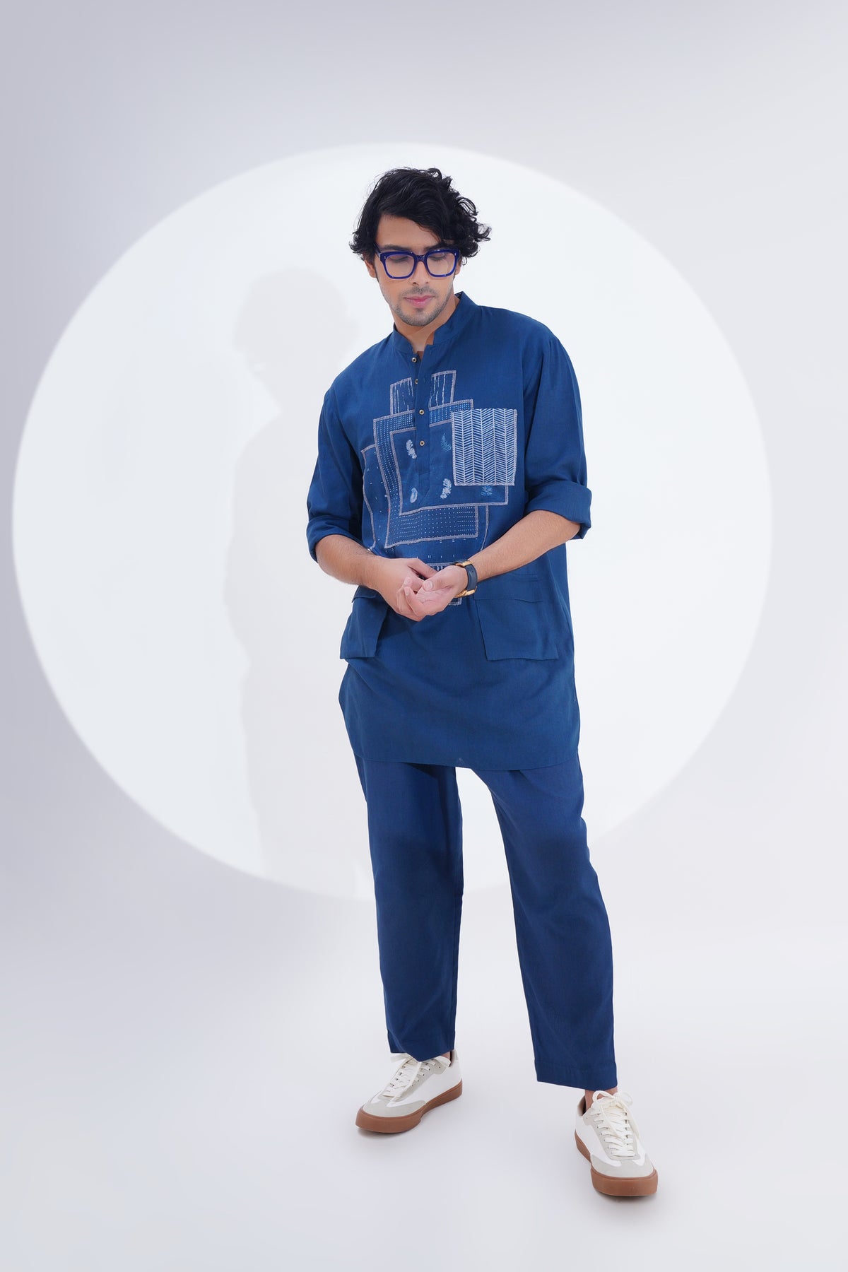 Indigo Pojagi Patch Work Kurta Set