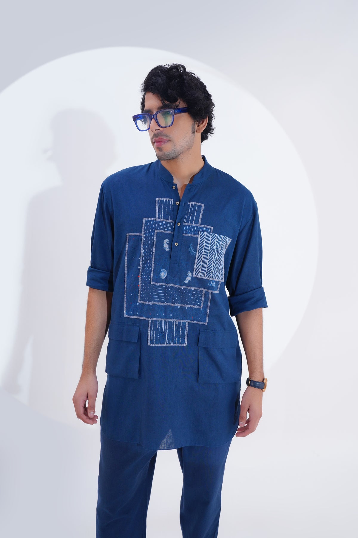 Indigo Pojagi Patch Work Kurta Set