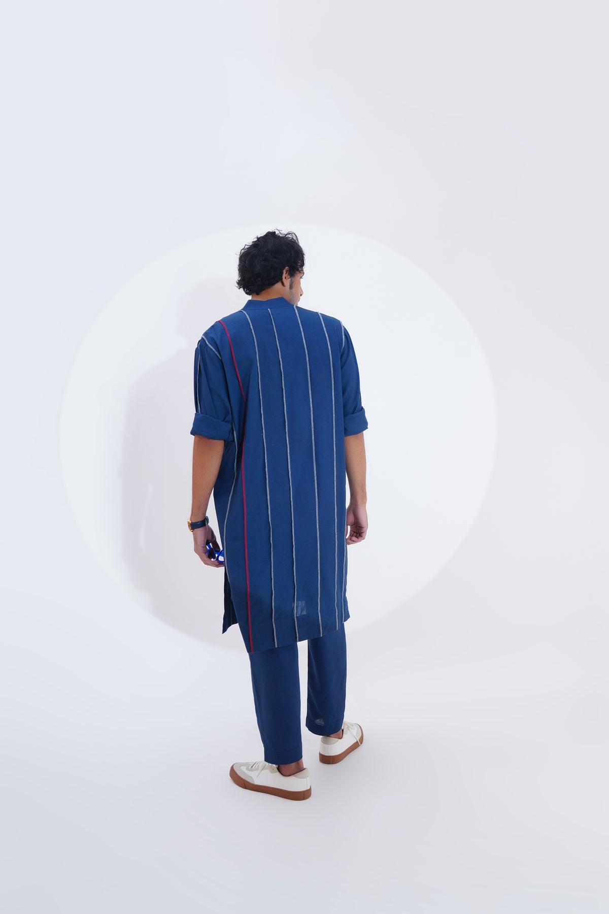 Indigo Printed Panel Patch Kurta Set