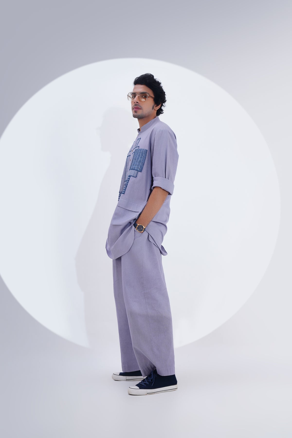 Grey Pojagi Patch Work Kurta Set