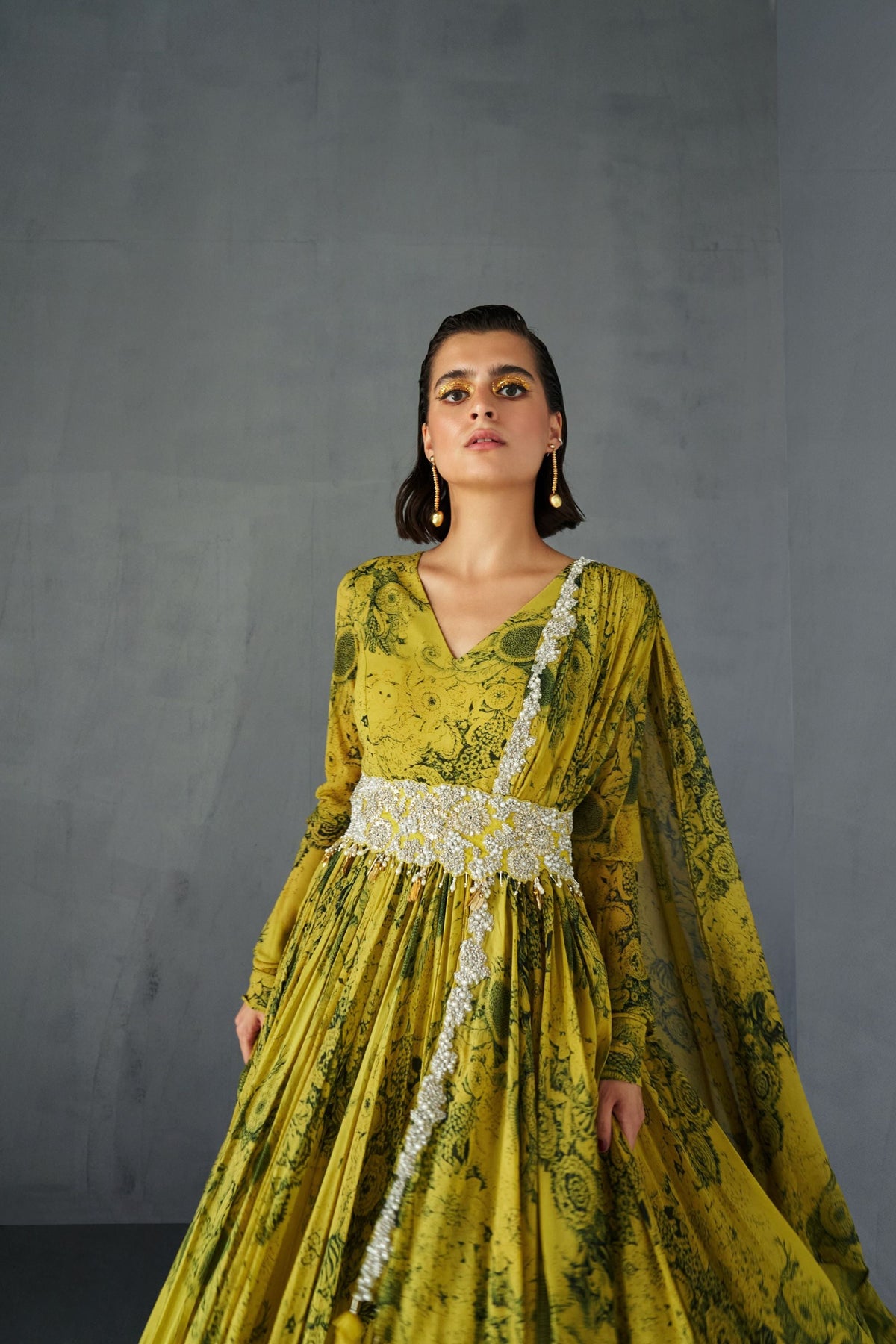 Mustard Anarkali Set