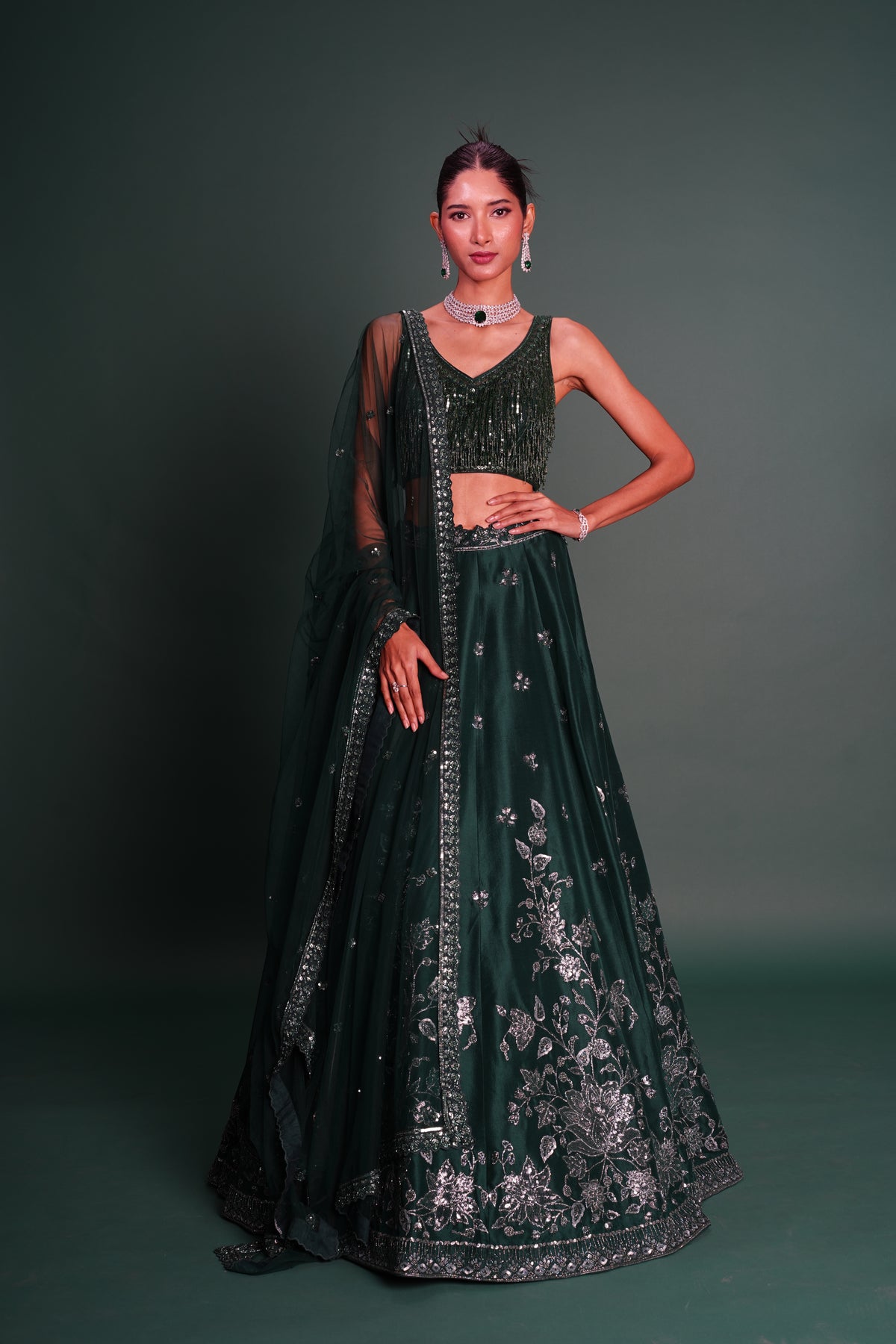 Dark Green Lehenga Set