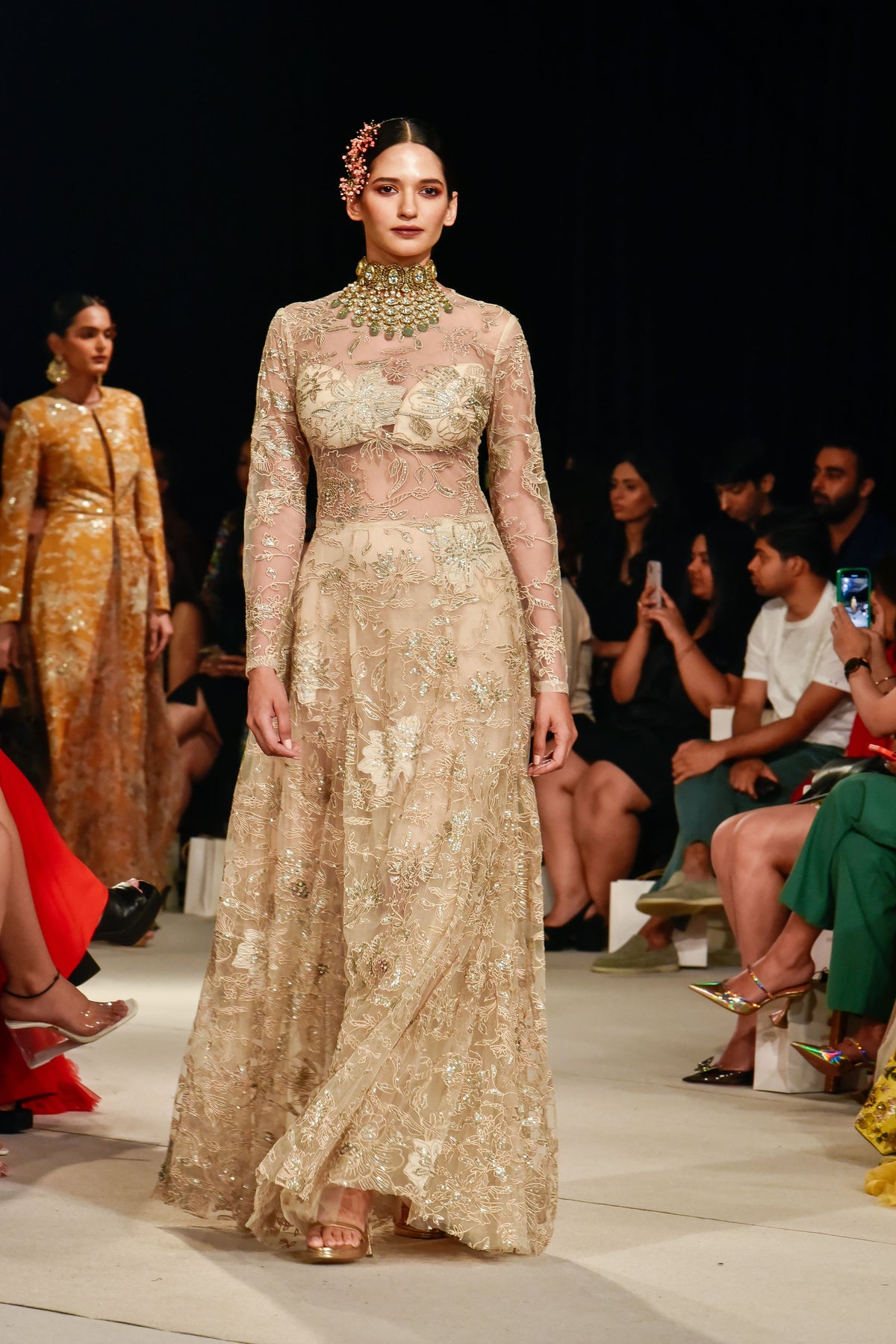 Beige Embroidered Gown