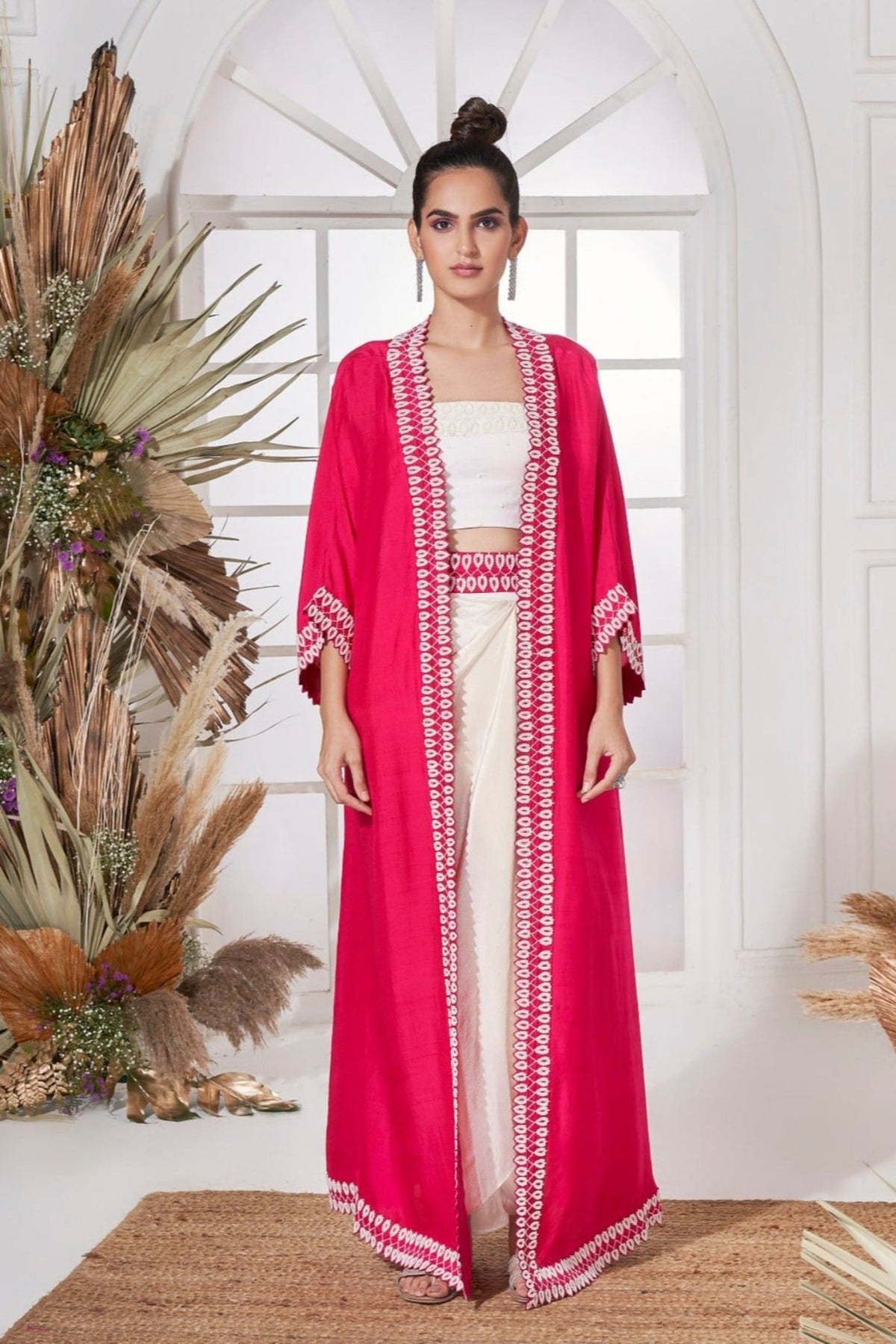 Fuchsia pink moti cape set