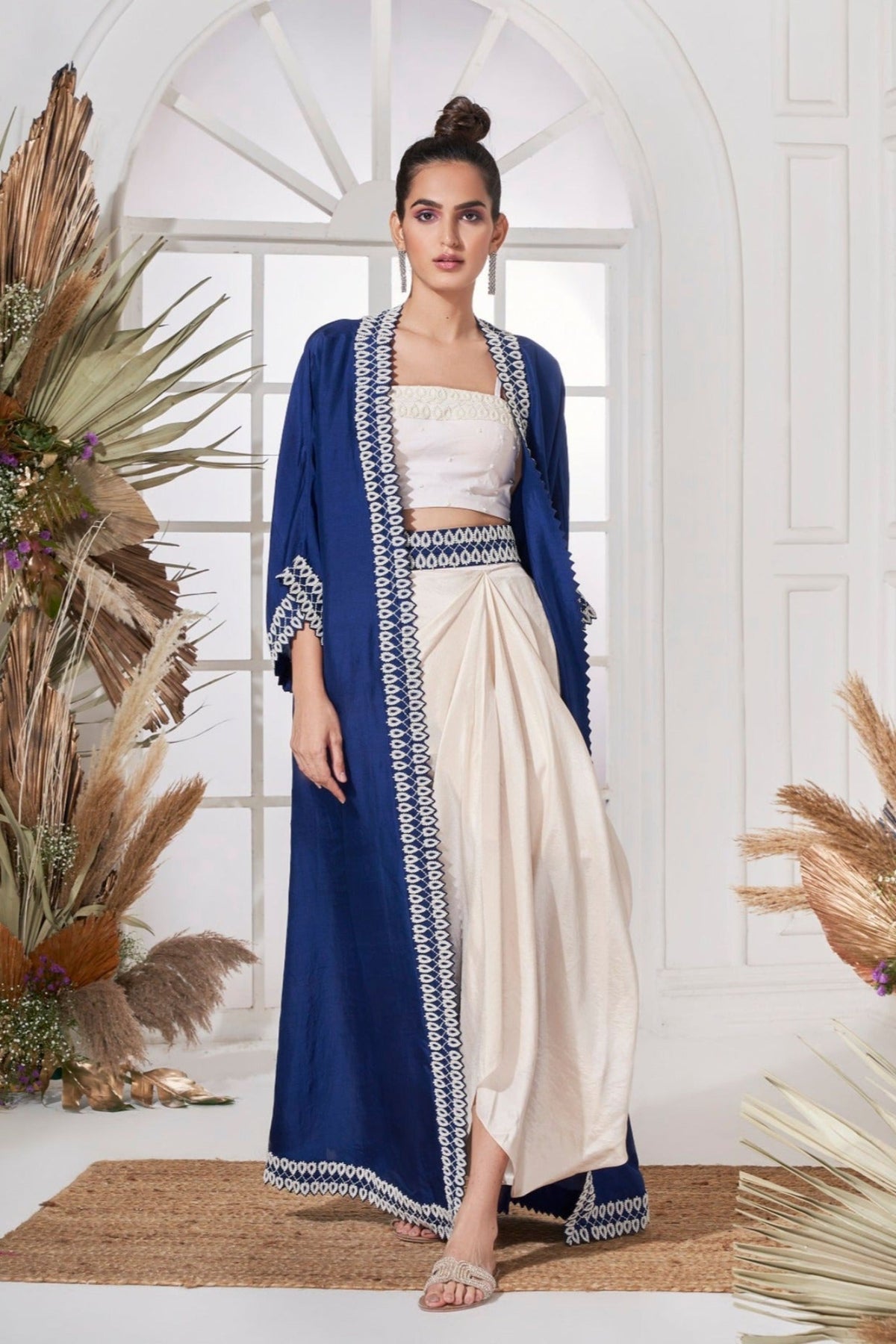 Royal blue moti cape set