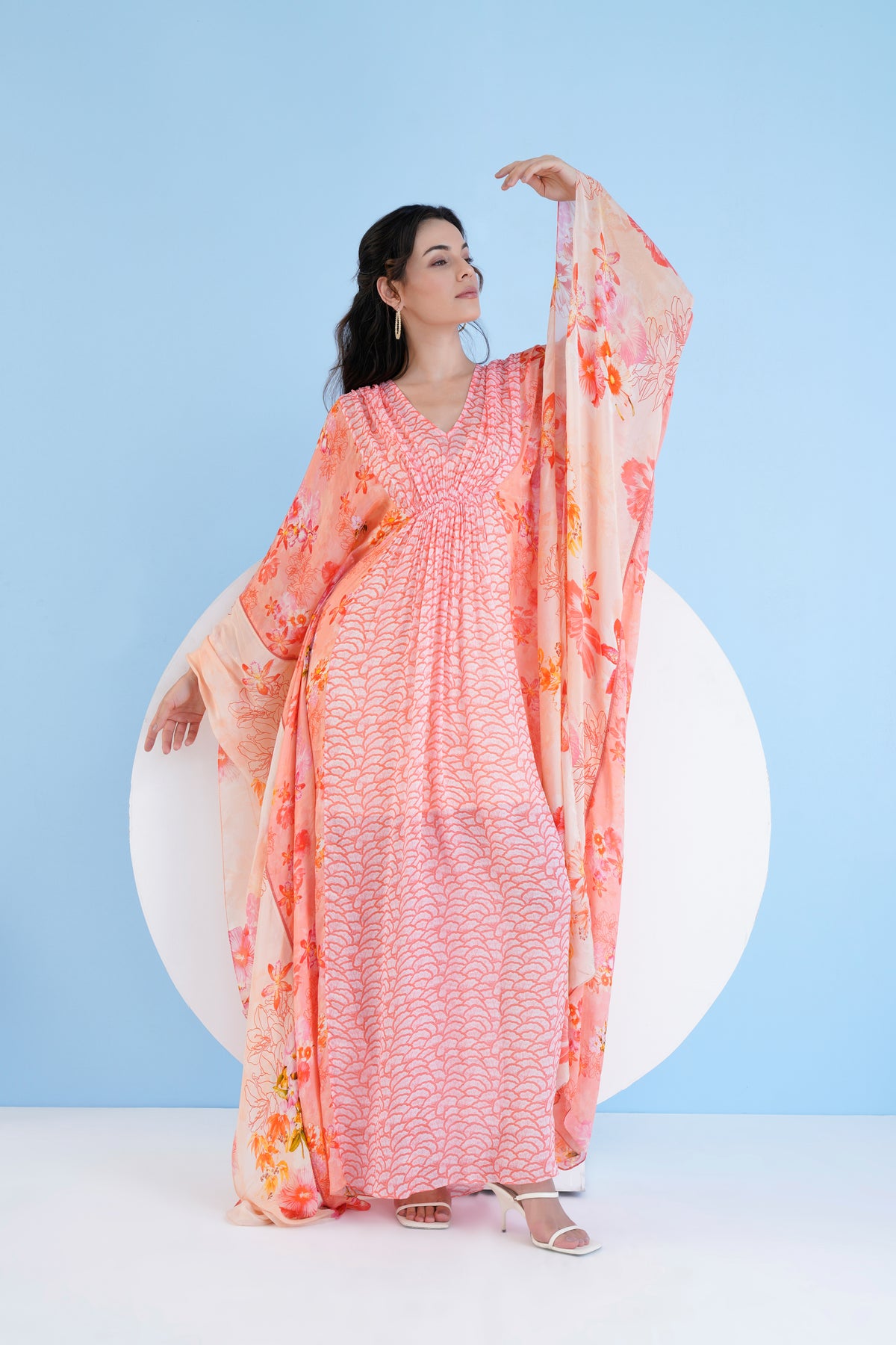 Panelled Kaftan With Gather Detail