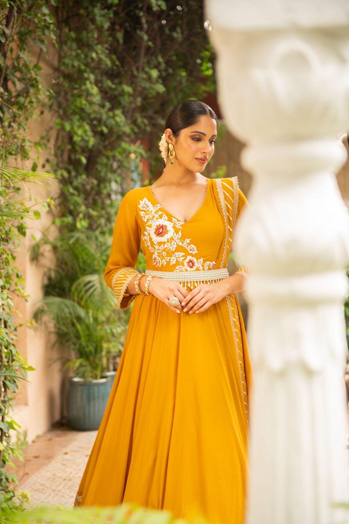 Mustard Anarkali Set