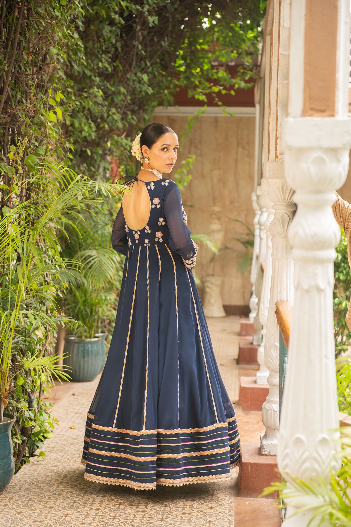 Navy Blue Anarkali Set