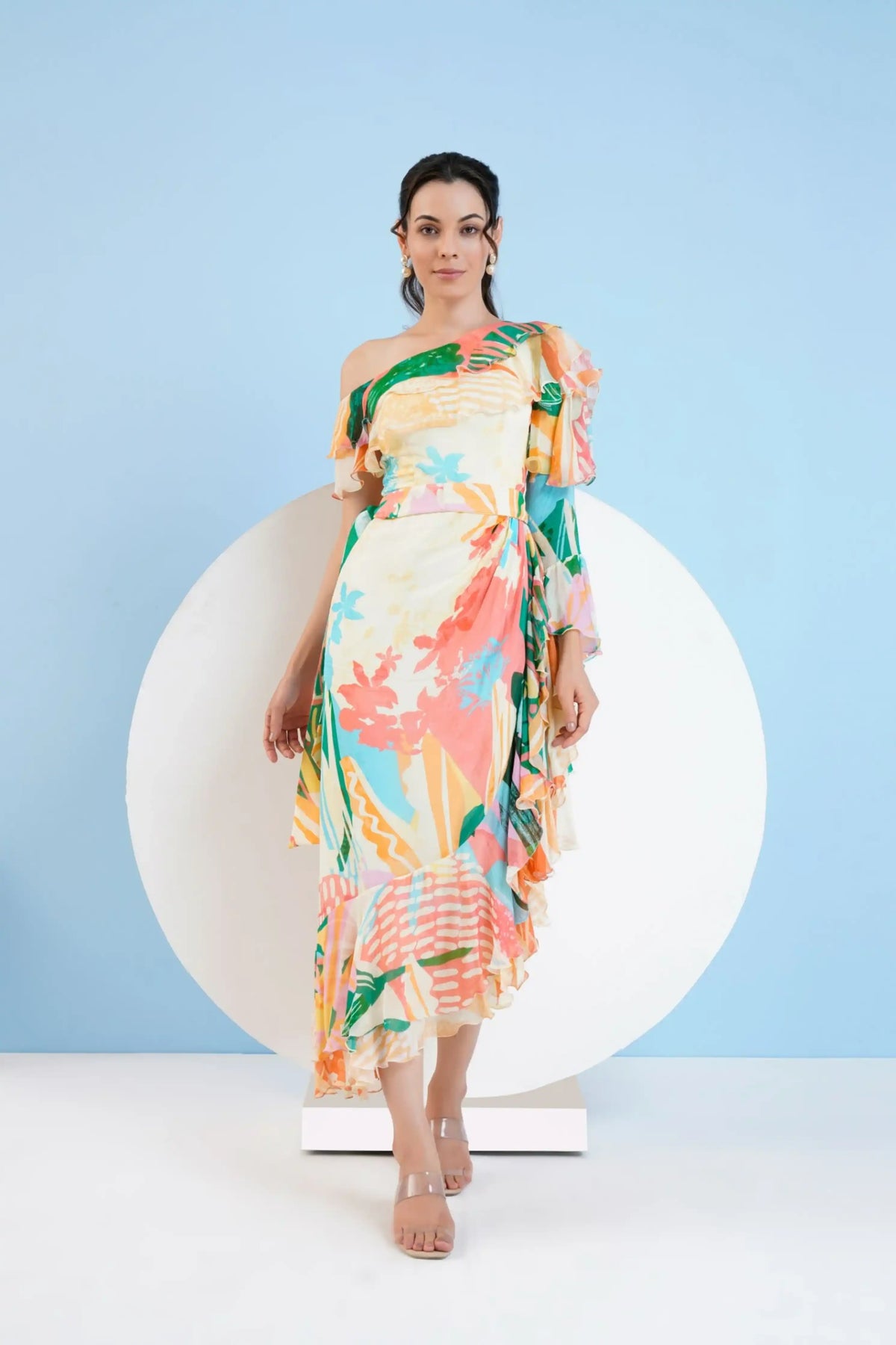 Tropical Crush Printed One Shoulder Dress