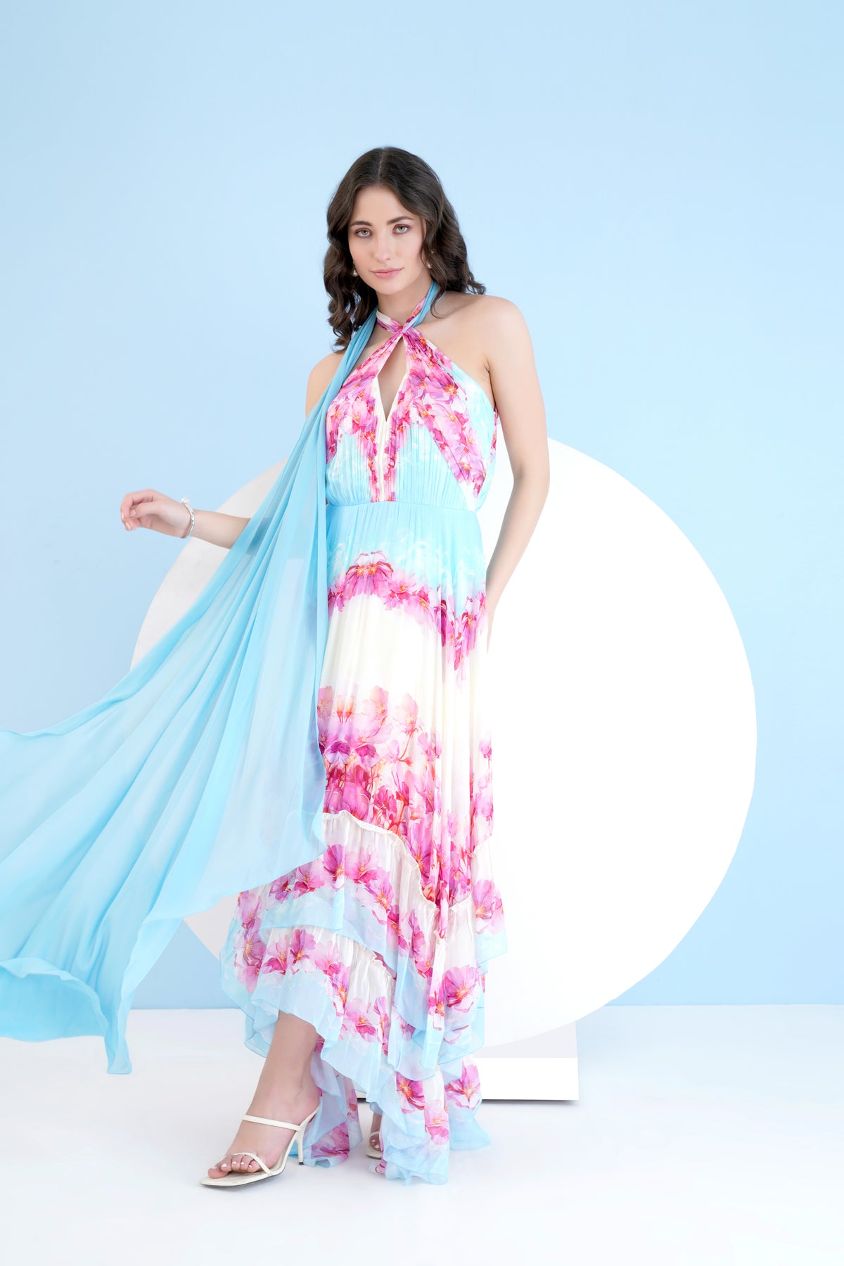 Pink Dune Printed High Low Dress