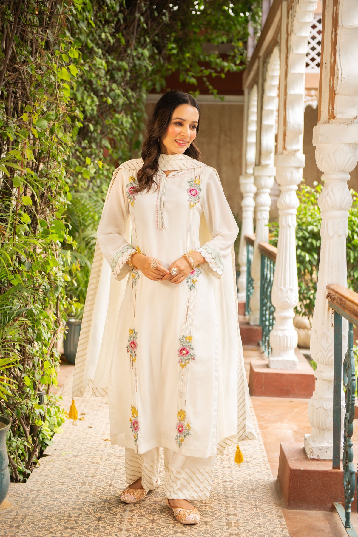 Puja Ivory Palazzo Set