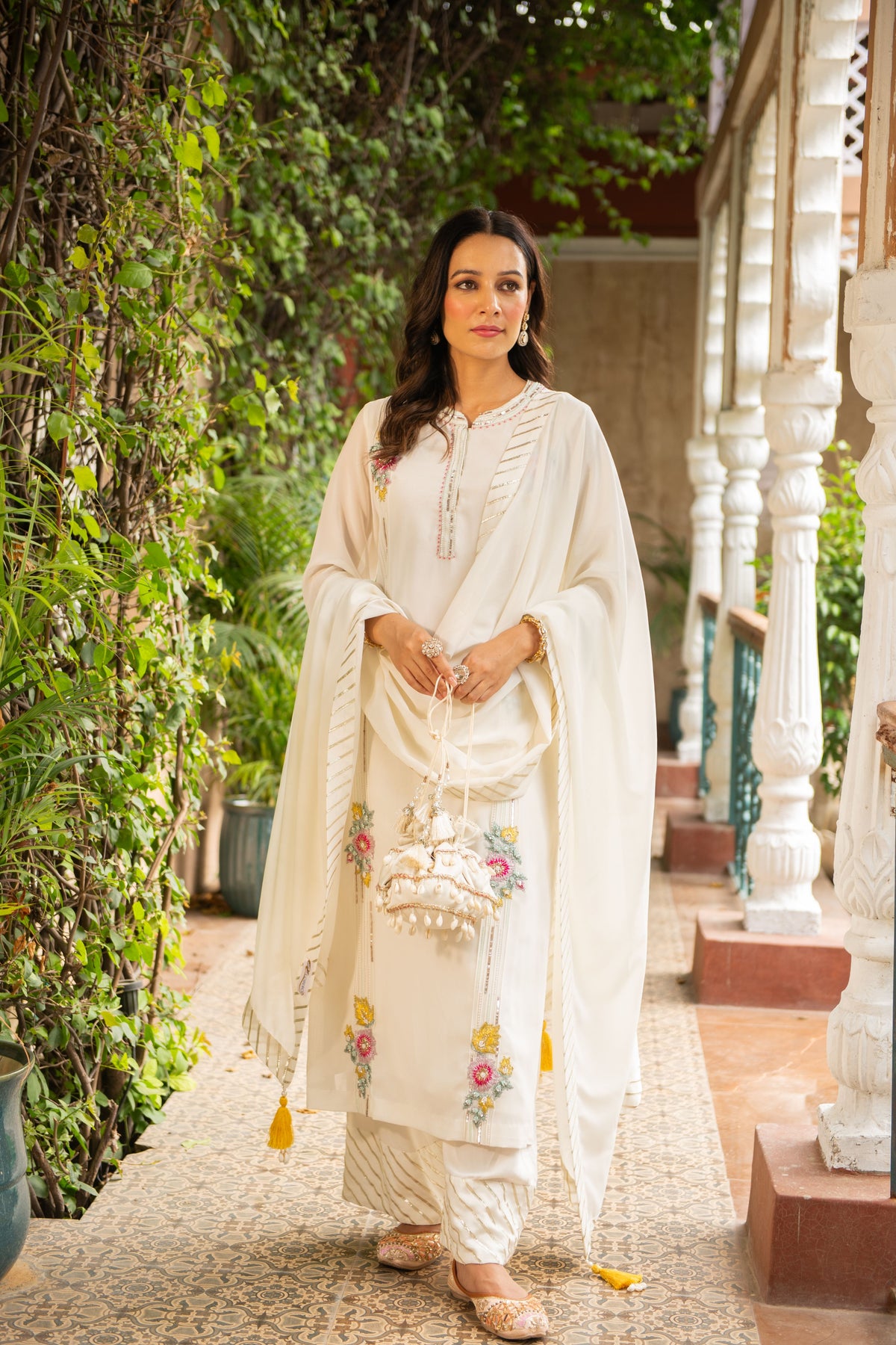 Puja Ivory Palazzo Set