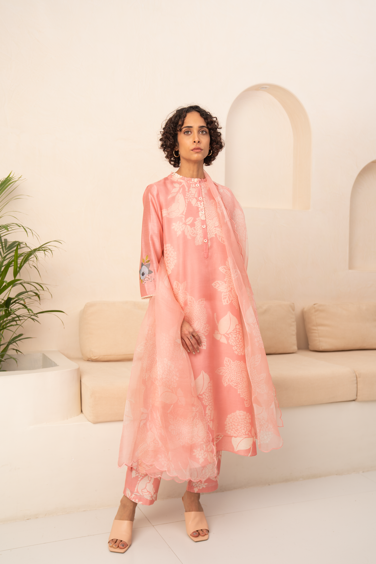 Pink Double Layered Kurta Set