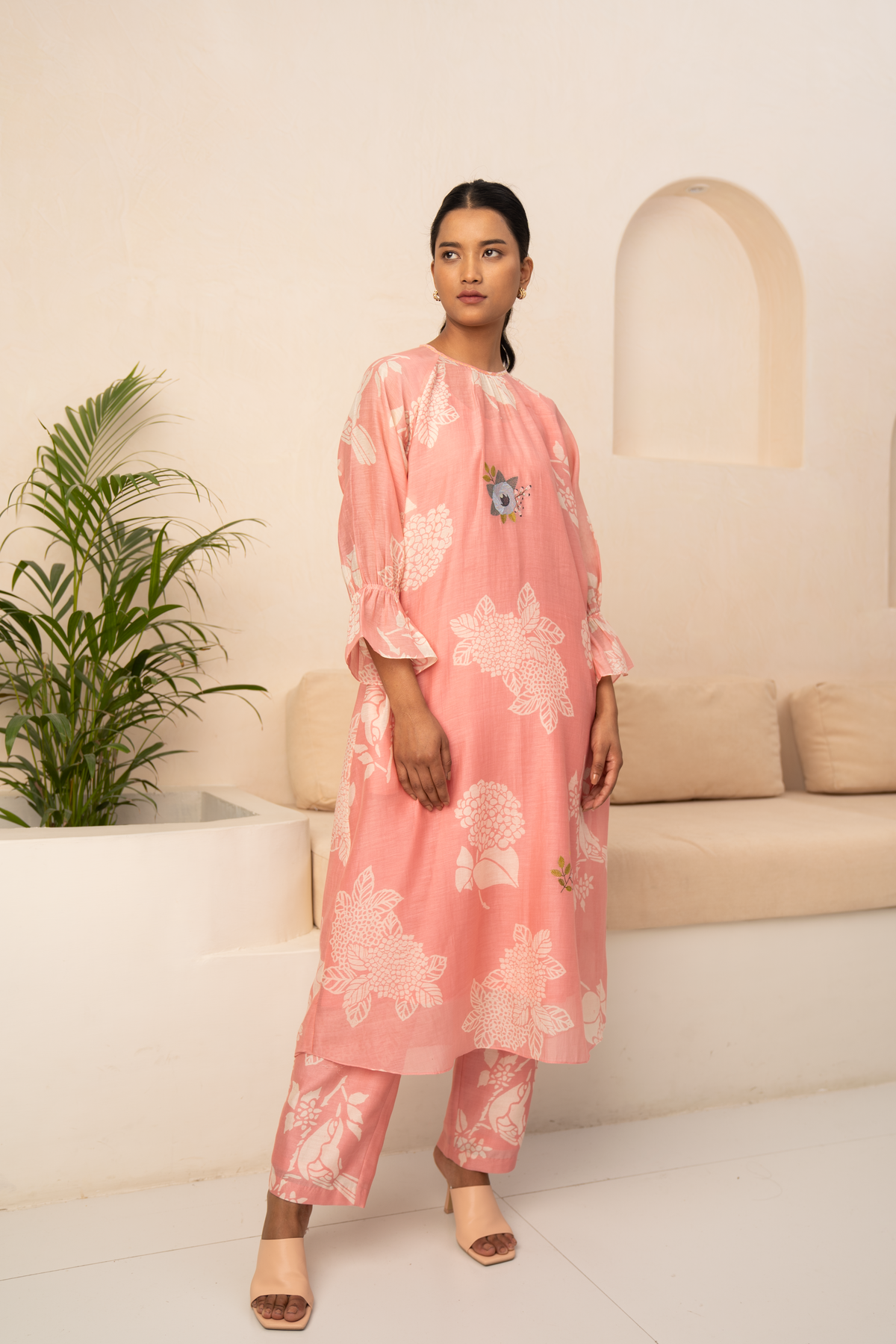 Pink Floral Kurta Set