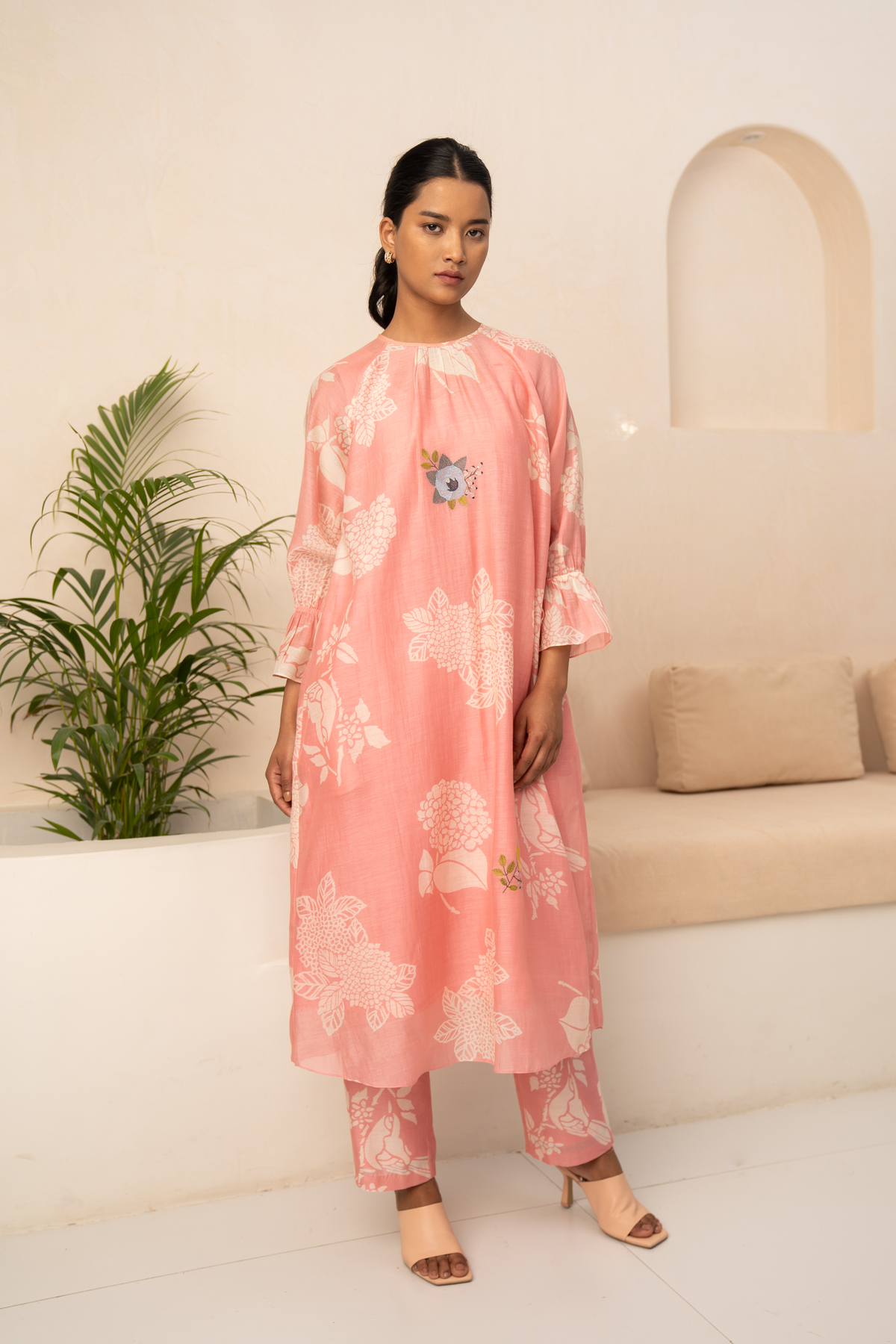 Pink Floral Kurta Set