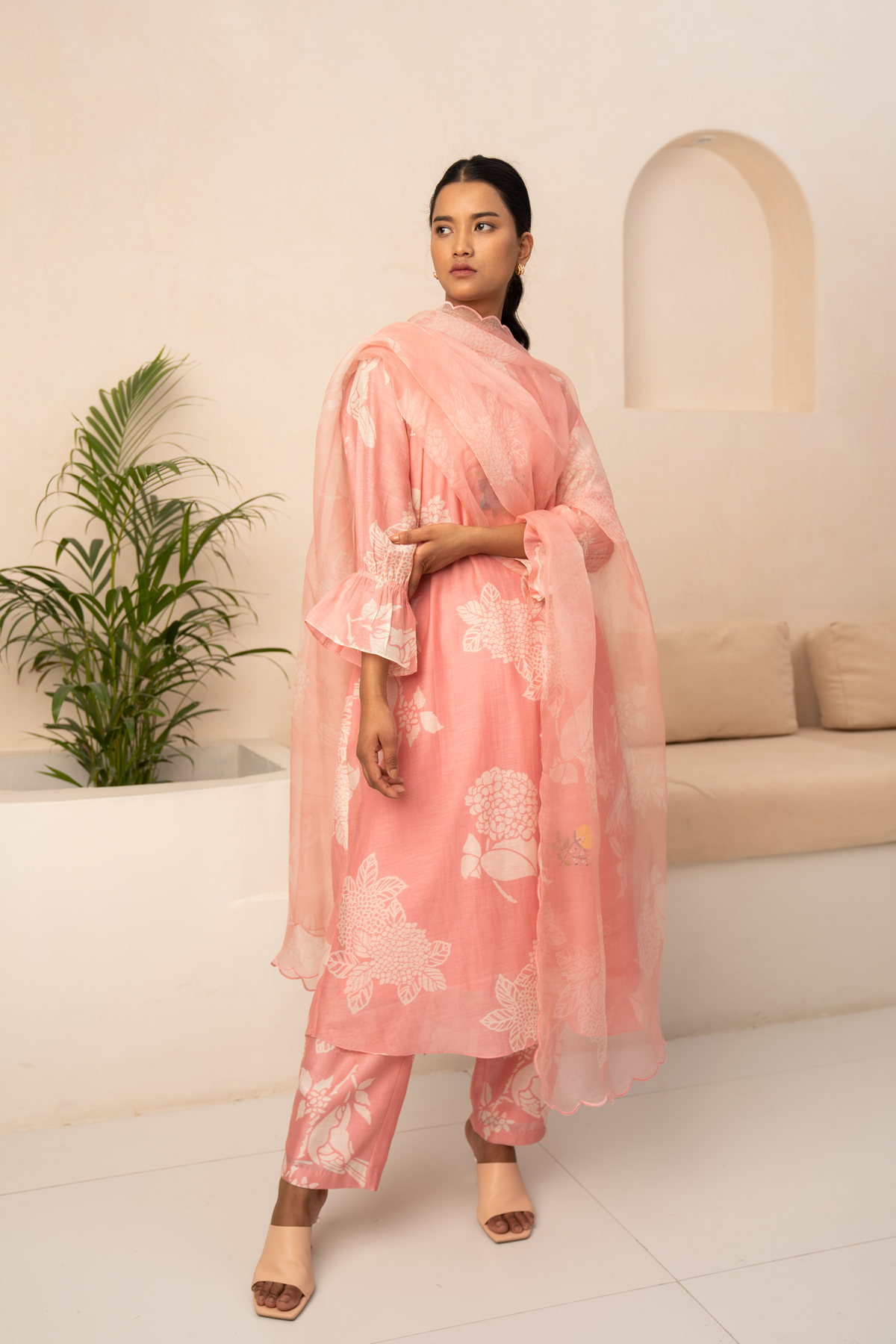 Pink Floral Kurta Set