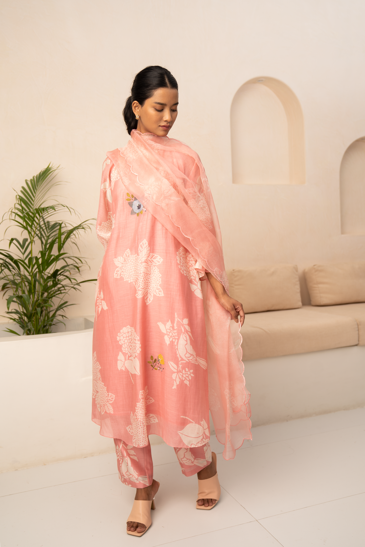 Pink Floral Kurta Set