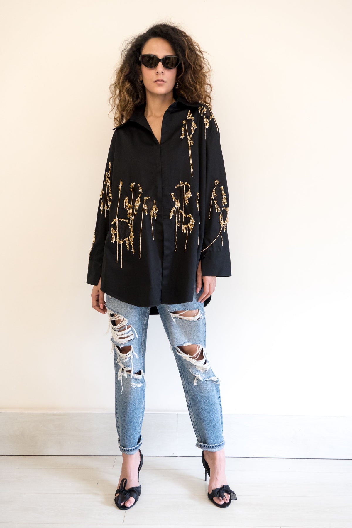 Flame Shirt With Gold Embroidery
