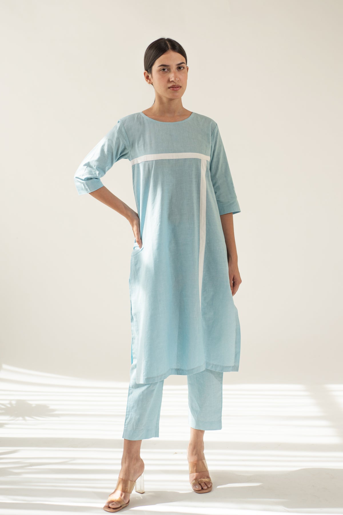 Blue Applique Kurta With Pant