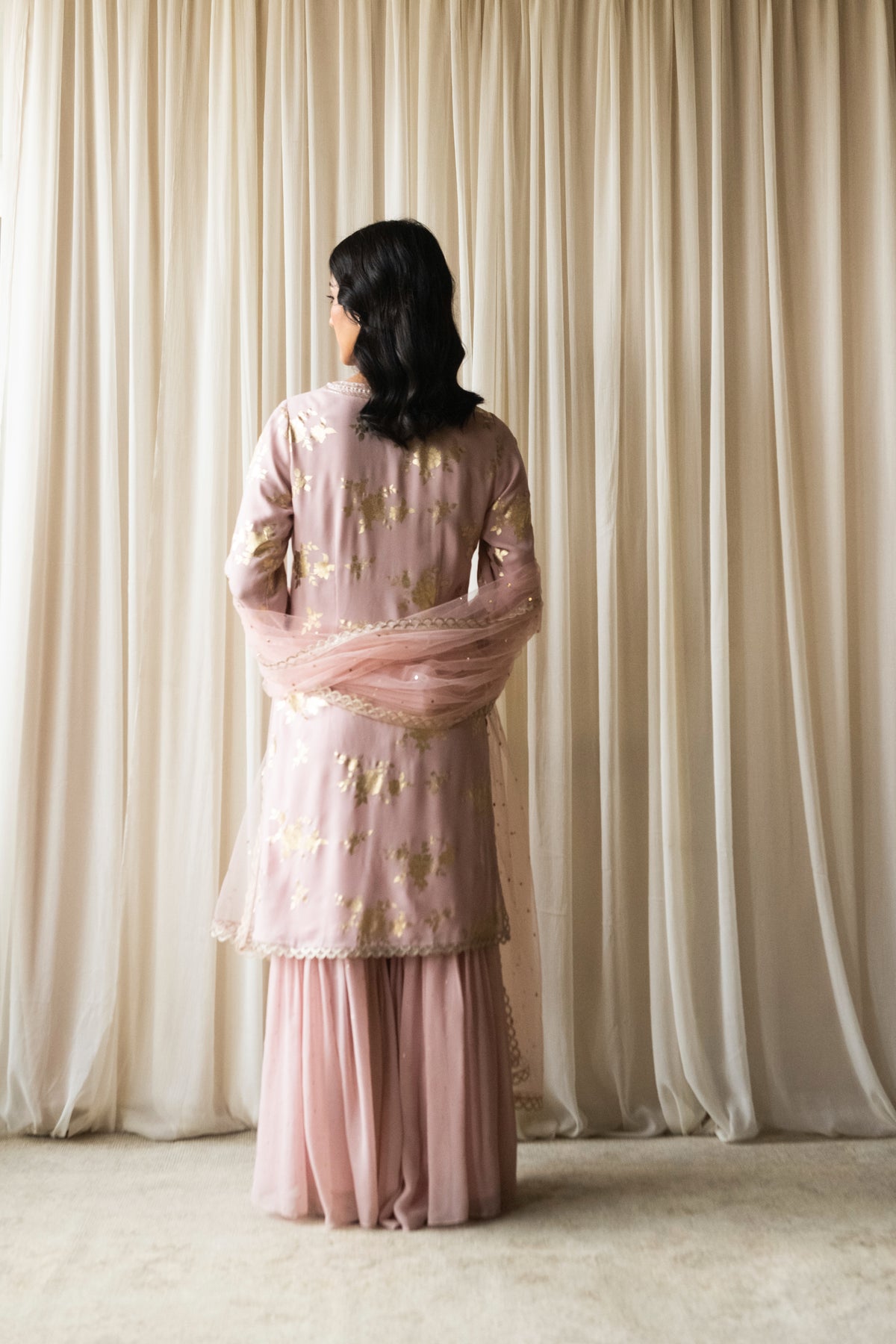 Pink Foil Print Sharara