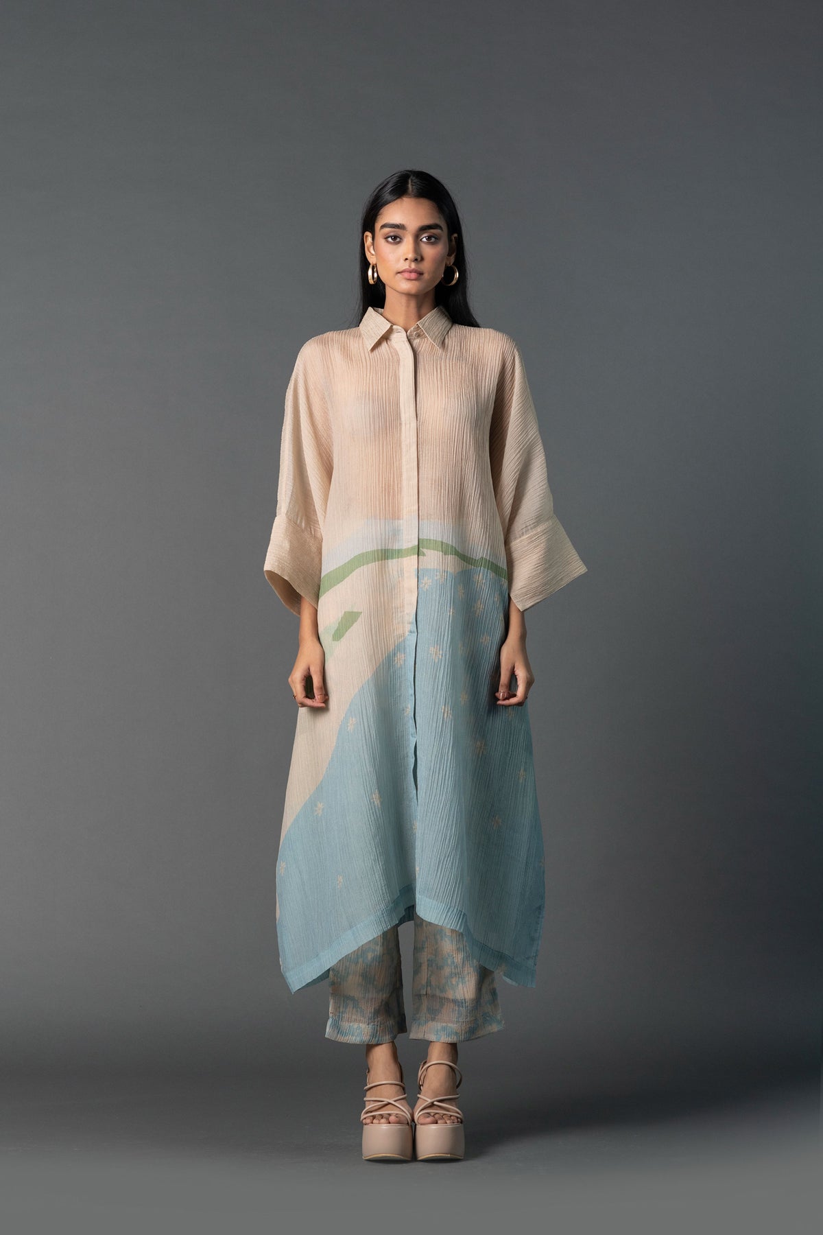 Pastel Blue Cream Kurta Set