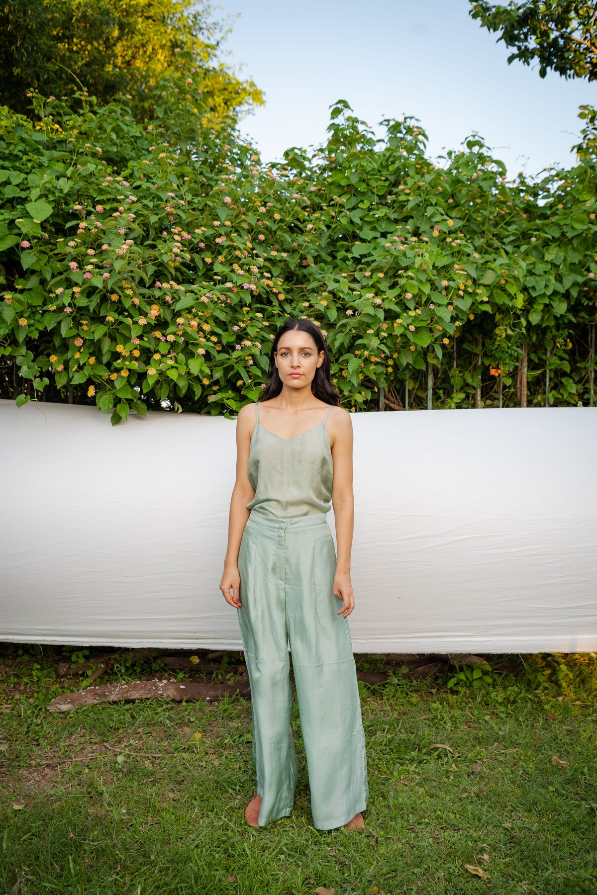 Green Top With Embroidered Panel