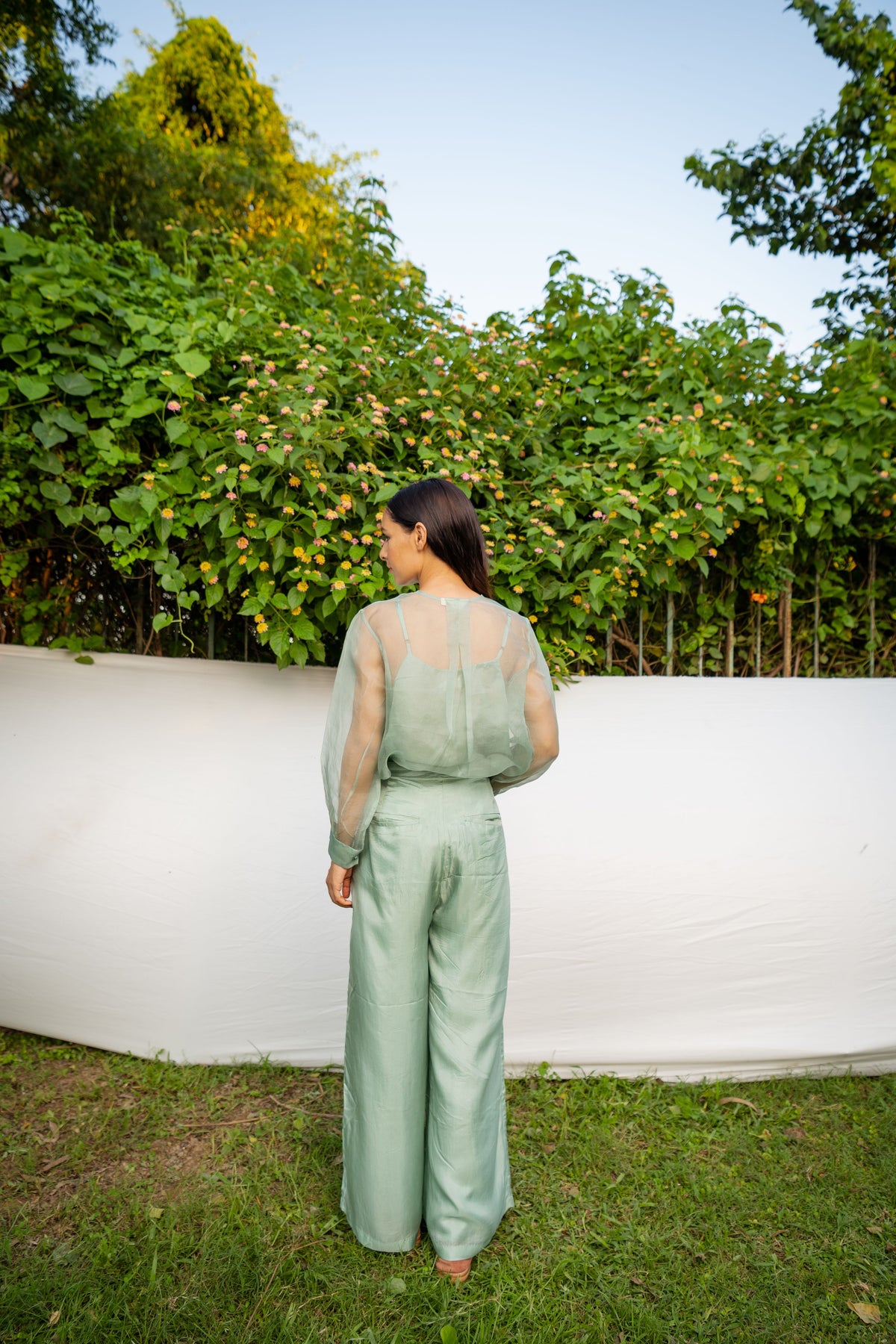 Green Top With Embroidered Panel