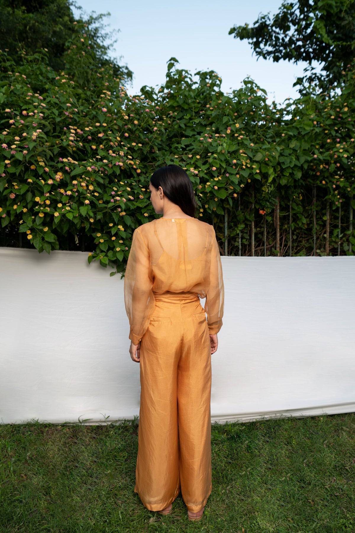 Brown Top With Embroidered Panel