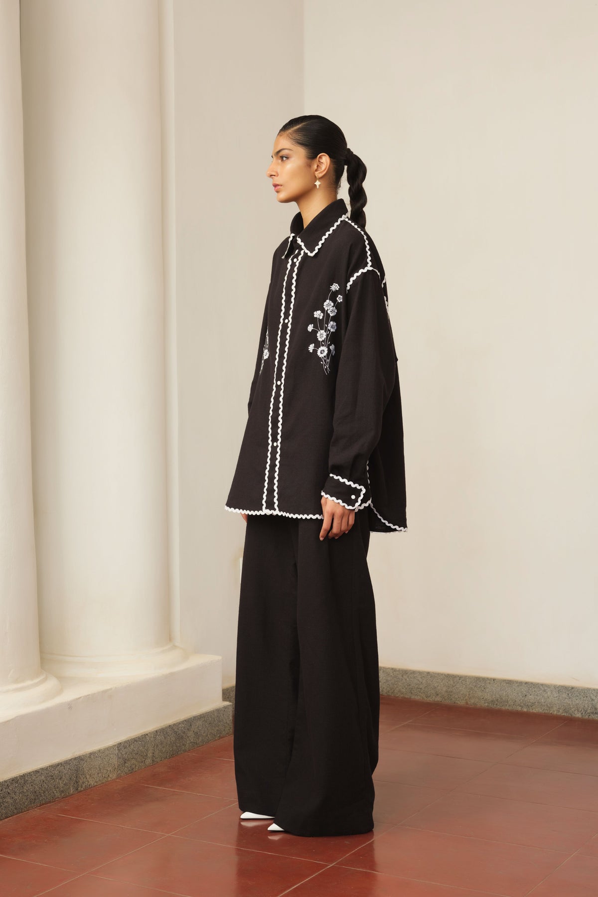 Oversized Drop Shoulder Shirt and Pleated Trousers