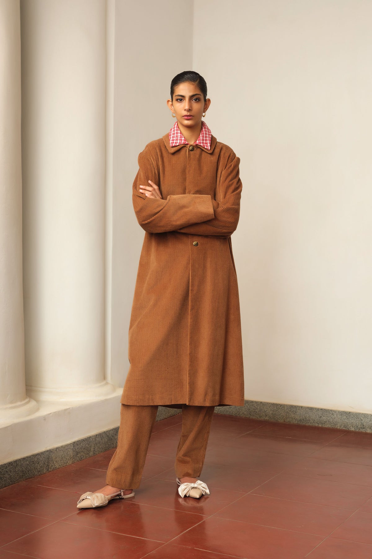 Corduroy Long Coat and Trousers