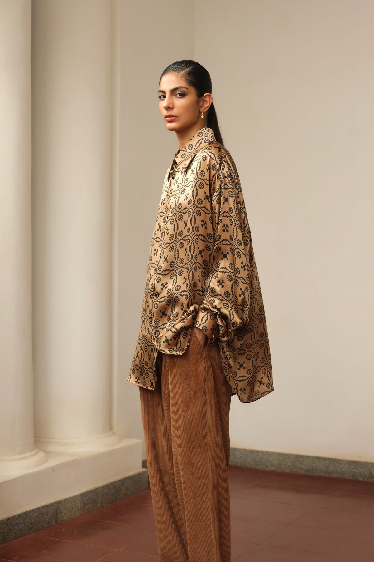 Printed Silk Shirt and Trousers