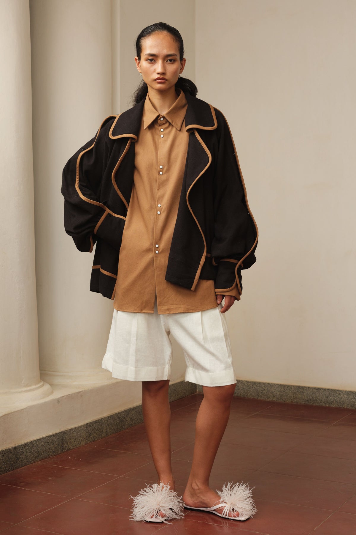 Drill Jacket With Shirt and Shorts