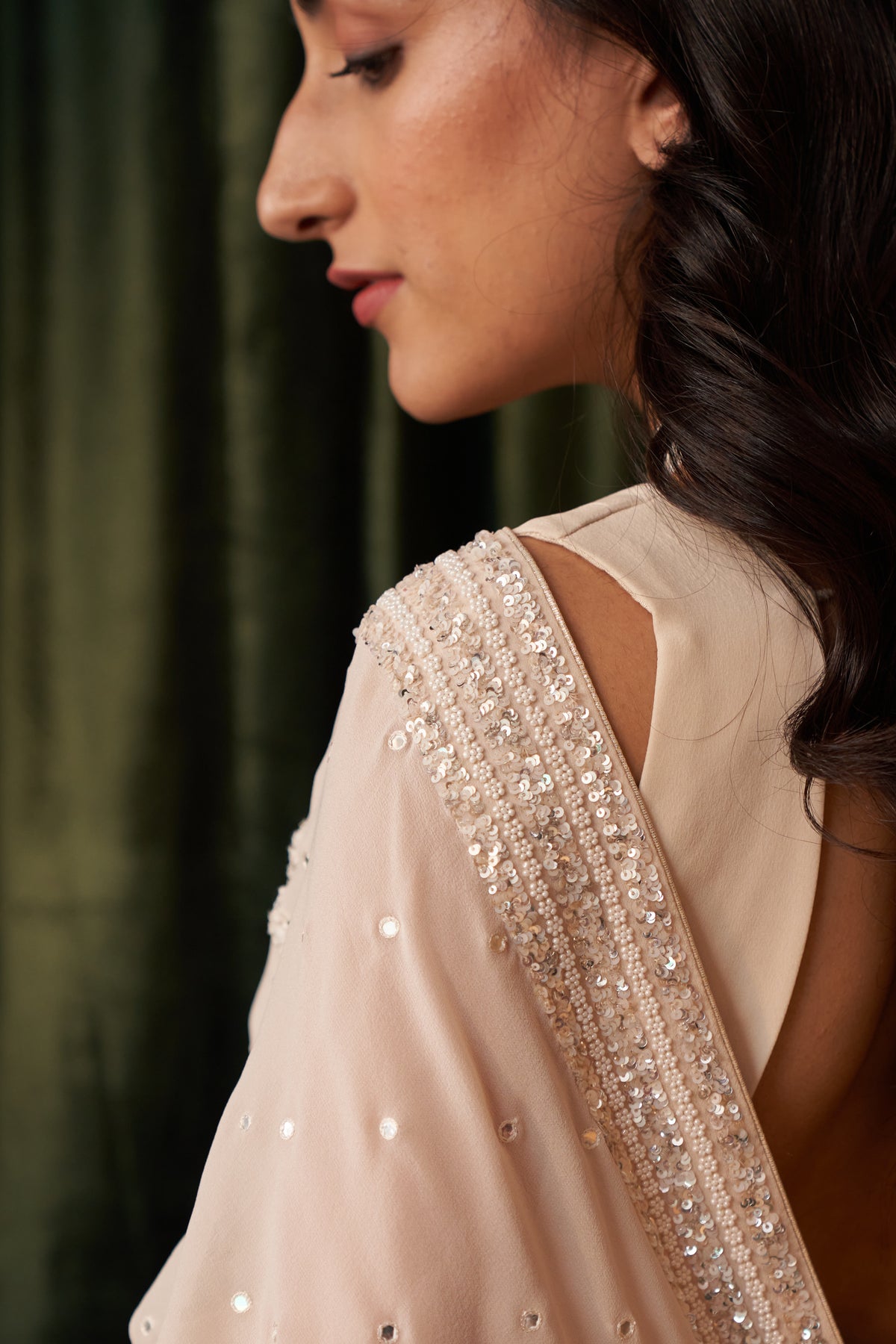 Ivory Chiffon Chikankari Saree